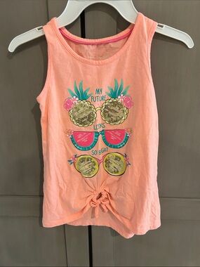 Cynthia Rowley Peach Graphic Tie-Front Tank with Tropical Sunglasses
